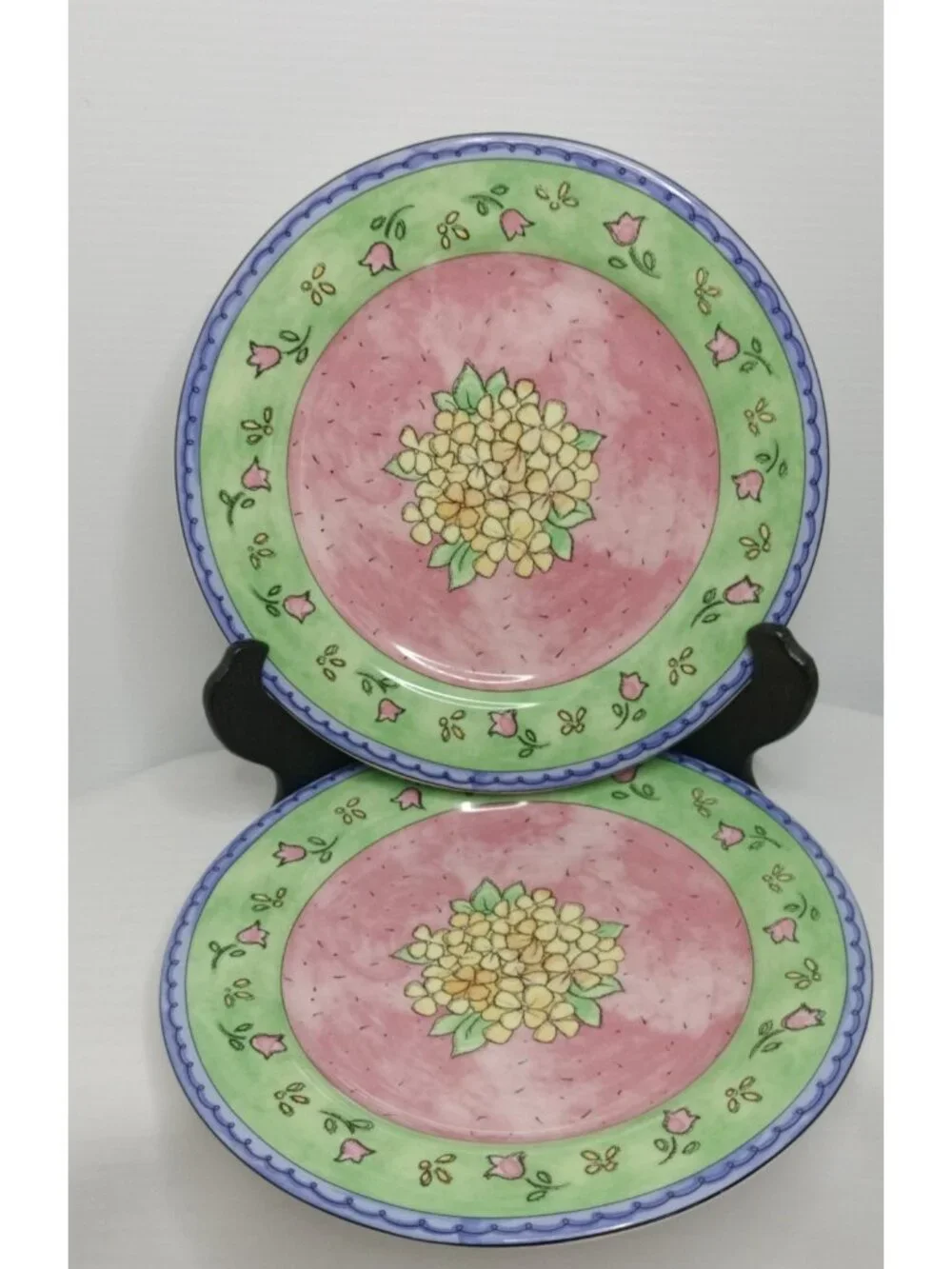 Sango Watercolor Blueberry Sky Salad Plates  7 3/4